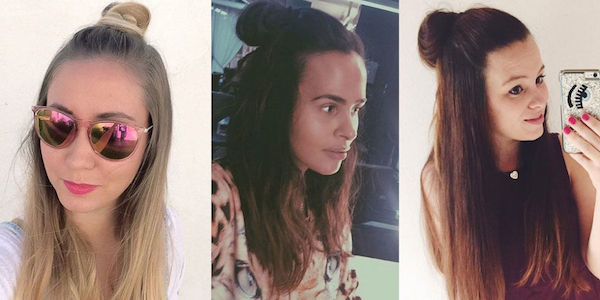The "Hun"...The half bun (or "hun") is taking the beauty world by storm. ​It's literally the easiest way to update your 'do. Just take the top half of your hair and loop it into a messy bun. It works for any hair length and texture