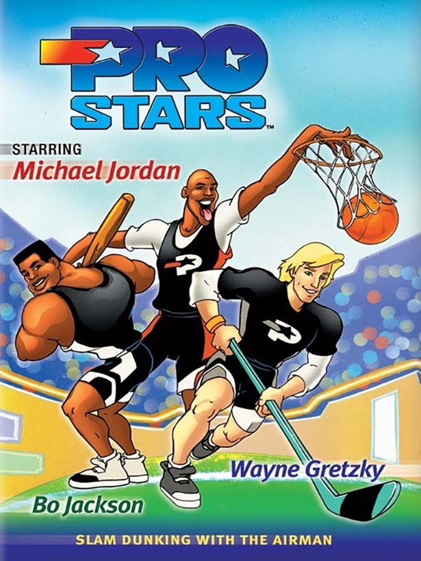 pro stars cartoon - Stars Starring Michael Jordan Wayne Gretzky Bo Jackson Slam Dunking With The Airman