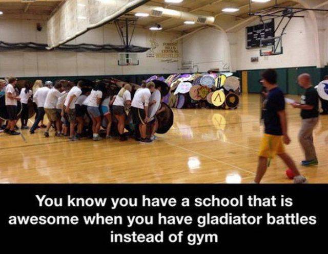 funny things that happened at school - You know you have a school that is awesome when you have gladiator battles instead of gym