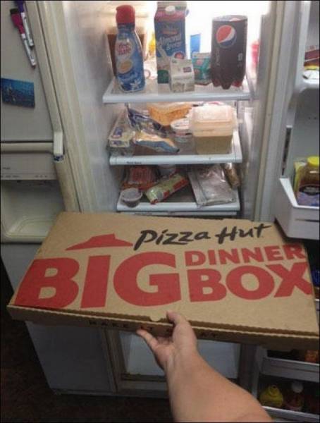 pizza in fridge