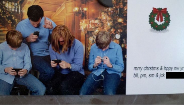 funny family christmas cards - mrry chrstms & hppy nwyr bll, pm, sm & jok