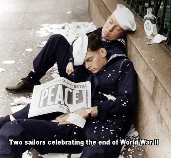 ww2 end of war celebrations - Dixie coronidan Two sailors celebrating the end of World War Ii