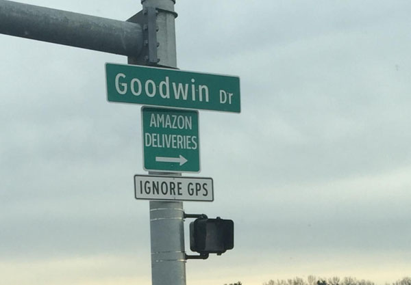 goodwin street sign - Goodwin Dr Amazon Deliveries Ignore Gps On