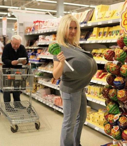 funny woman in a supermarket