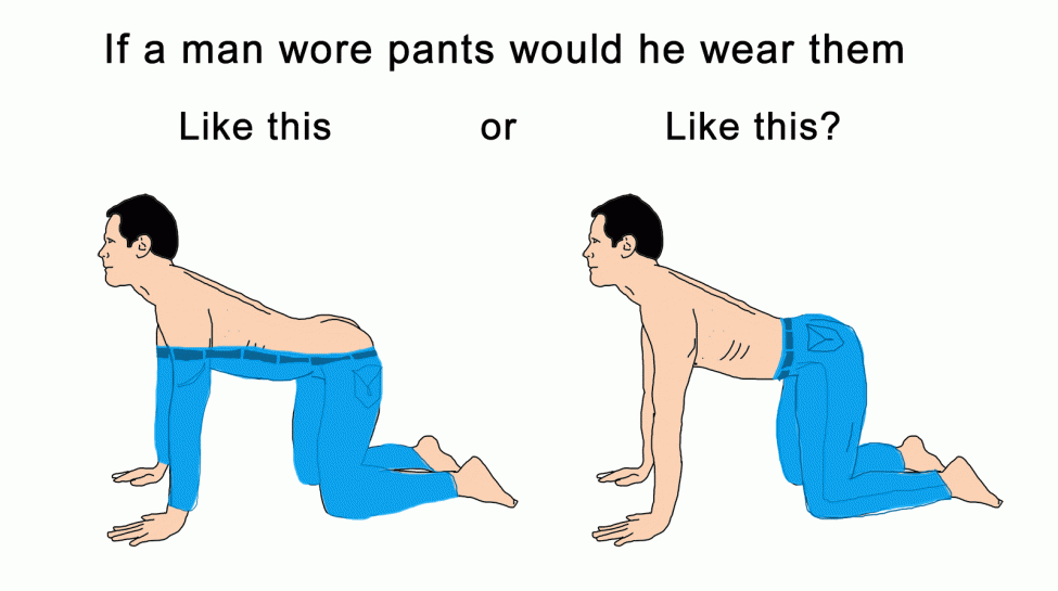 if a man wore pants - If a man wore pants would he wear them this or this?