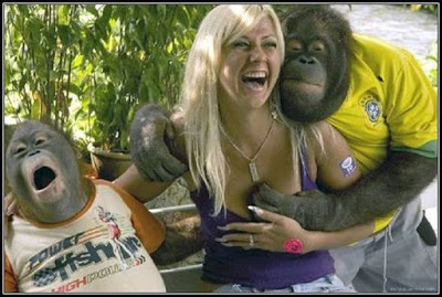 funny picture of a girl being groped by monkeys