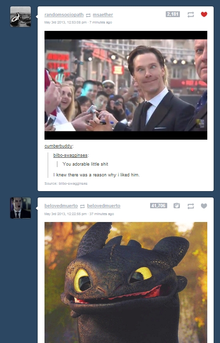 tumblr - website - randomsociopath msaether May 3rd 2013, 08 pm 7 minutes ago cumberbuddy bilboswagginses You adorable little shit I knew there was a reason why i d him. Source bliboswagginses belovedmuerto belovedmuerto May 3rd 2013, 55 pm 37 minutes ago