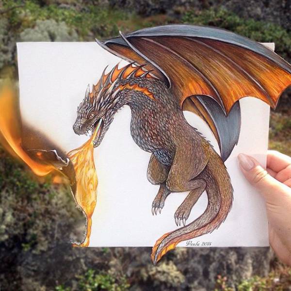 drawing of fire breathing dragon