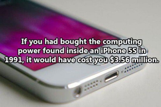 electronics accessory - If you had bought the computing power found inside an iPhone 5S in 1991, it would have cost you $3.56 million.