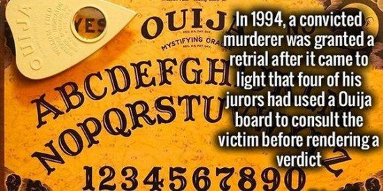 facts about the ouija board - Ti Couij In 1994, a convicted Mystifying Ora murderer was granted a Cuc retrial after it came to COEra Il light that four of his a r jurors had used a Ouija board to consult the victim before rendering a verdict 1234567890 Ab