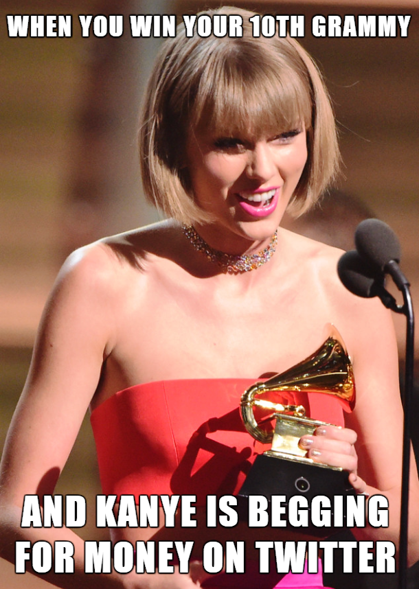 taylor swift album of the year 2016 - When You Win Your 10TH Grammy And Kanye Is Begging For Money On Twitter