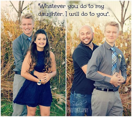 funny picture of the quote, whatever you do to my daughter, I will do to you, with picture of him posing in a picture with the boyfriend