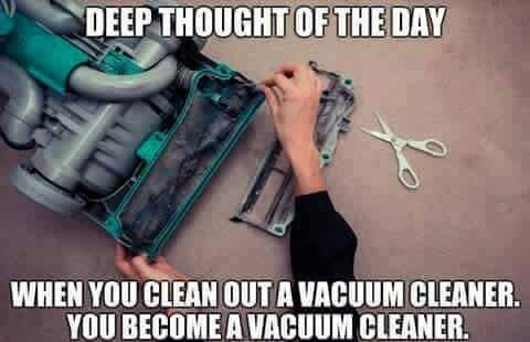 shower thought of how when you are cleaning the vacuum cleaner you are a vacuum cleaner cleaner