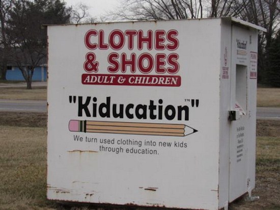 signage - Clothes & Shoes Adult & Children "Kiducation" Ce We turn used clothing into new kids through education
