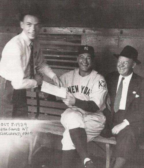 Frank Sinatra meets Yankees star Lou Gehrig.