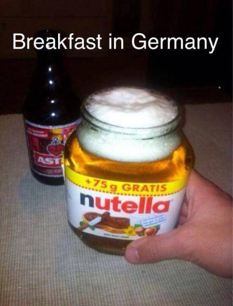 things you might see in germany - Breakfast in Germany 75 g Gratis nutella