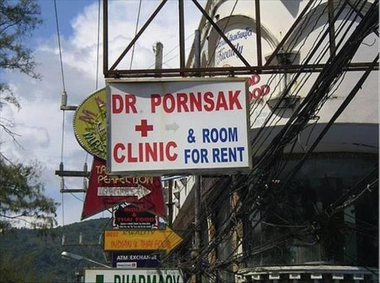 20 funny names - Dr Pornsak & Room Clinic For Rent ParTION Nyans Foc Atm Exos Diadni