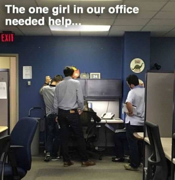 work fail meme - The one girl in our office needed help... Exit 34