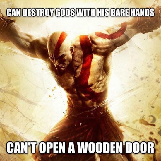 god of war ascension - Can Destroy Gods With His Bare Hands Can'T Open A Wooden Door