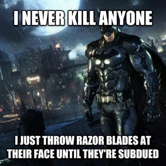 video game logic - I Never Kill Anyone I Just Throw Razor Blades At Their Face Until They'Re Subdued