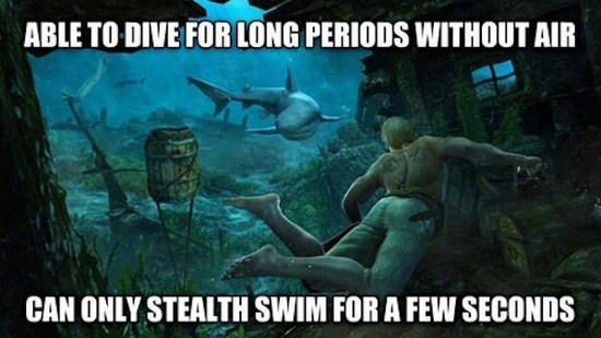 assassin's creed black flag hunting - Able To Dive For Long Periods Without Air Can Only Stealth Swim For A Few Seconds