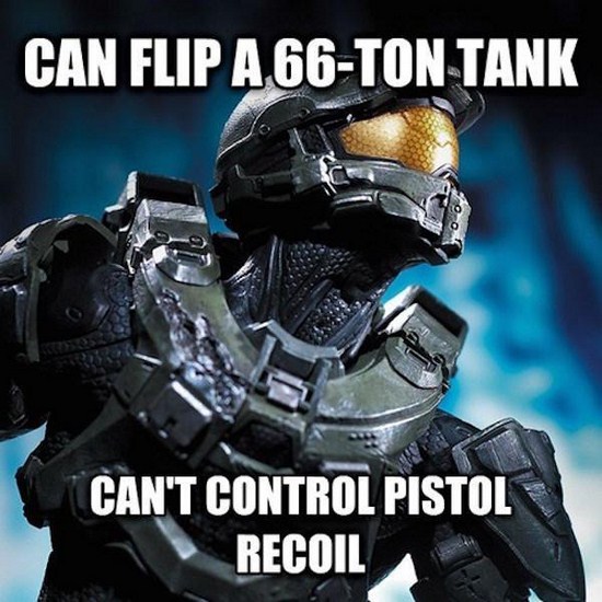 halo 5 - Can Flip A 66Ton Tank Can'T Control Pistol Recoil