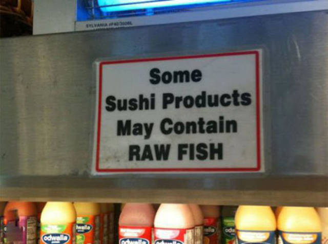 Facepalm - Some Sushi Products May Contain Raw Fish odwalia