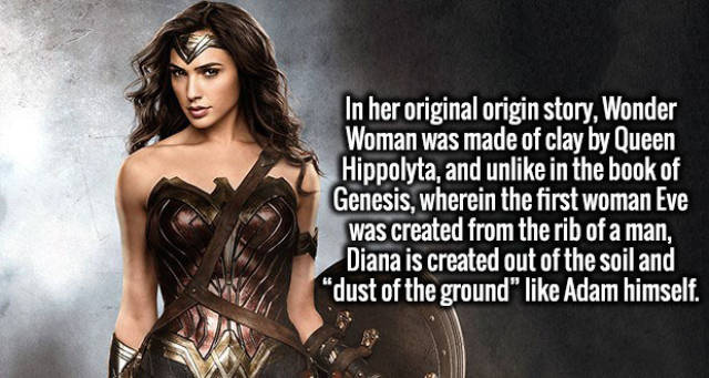 wonder woman antje traue - In her original origin story, Wonder Woman was made of clay by Queen Hippolyta, and un in the book of Genesis, wherein the first woman Eve was created from the rib of a man, Diana is created out of the soil and "dust of the grou