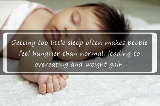 photo caption - Getting too little sleep often makes people feel hungrier than normal, leading to overeating and weight gain.