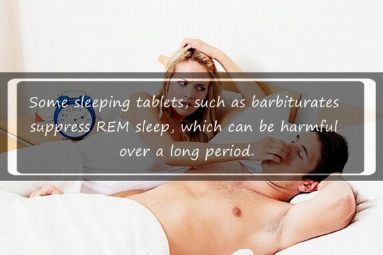 muscle - Some sleeping tablets, such as barbiturates suppress Rem sleep, which can be harmful over a long period.