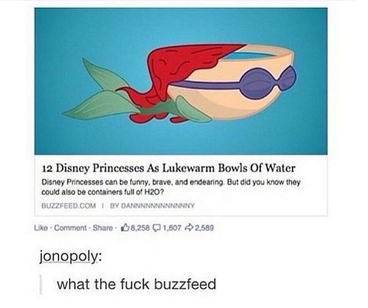 disney princesses as lukewarm bowls of water - 12 Disney Princesses As Lukewarm Bowls Of Water Disney Princesses can be funny, brave, and endearing. But did you know they could also be containers full of H20? Buzzfeed.Com By Dannnnnnnnnnnny Comment Sharo.