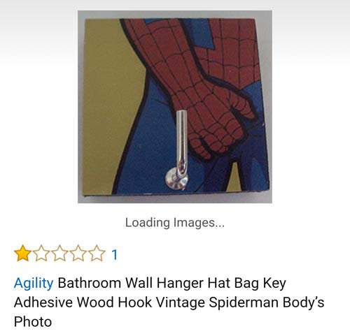 amazon reviews- cartoon - Loading Images... Agility Bathroom Wall Hanger Hat Bag Key Adhesive Wood Hook Vintage Spiderman Body's Photo