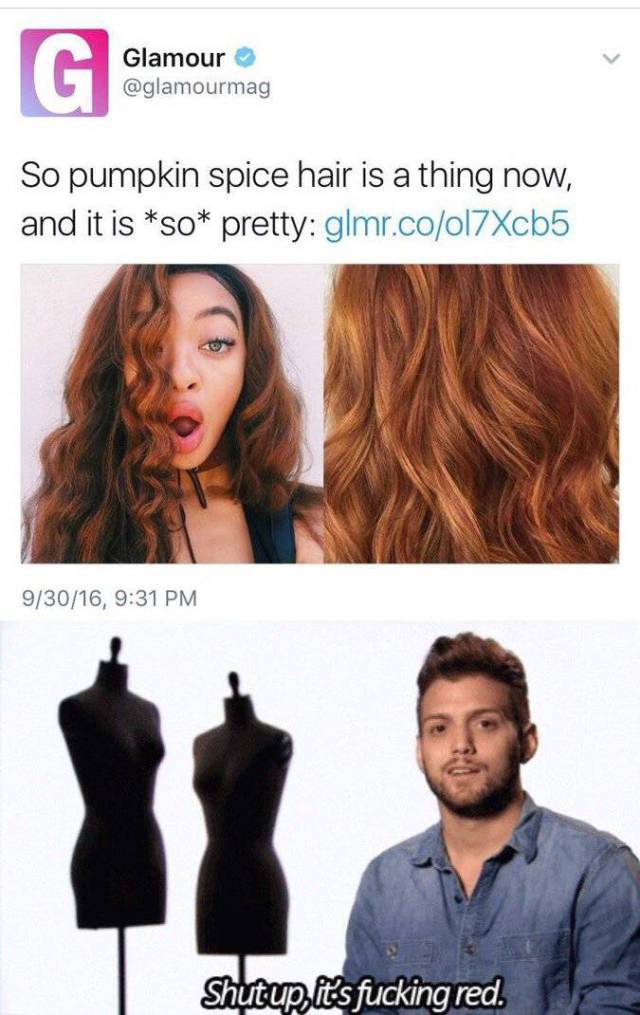 project runway blood orange gif - Glamour So pumpkin spice hair is a thing now, and it is so pretty glmr.co017Xcb5 93016, Shutup it's fucking red.