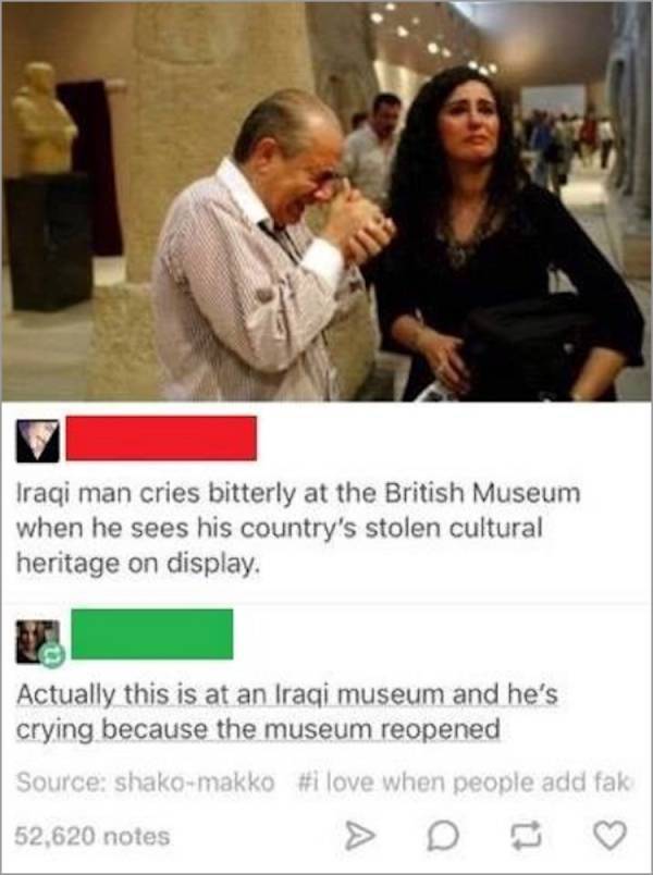 iraqi man cries british museum - Iraqi man cries bitterly at the British Museum when he sees his country's stolen cultural heritage on display Actually this is at an Iraqi museum and he's crying because the museum reopened Source shakomakko when people ad