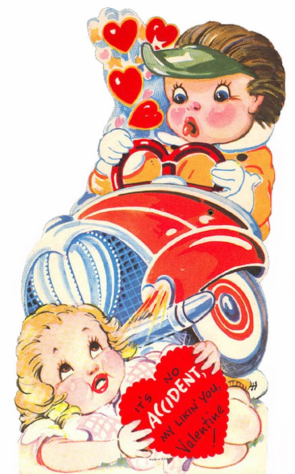 creepy vintage valentines day cards - No Saccidents It'S My Likin' you Valentine