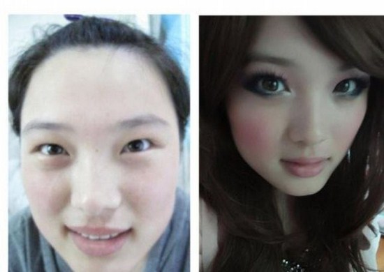 korean girl with and without make up
