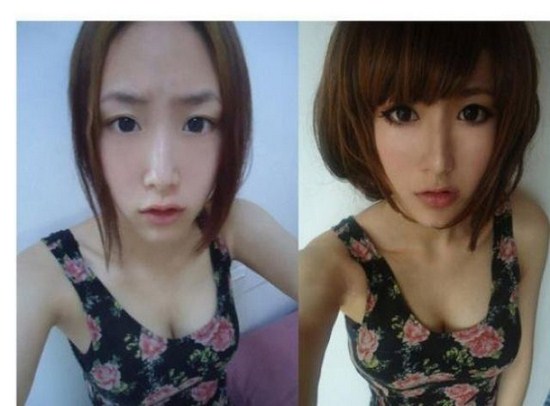 japanese girls with and without makeup