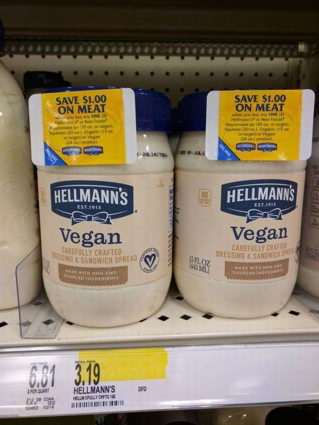 vegan mayo meme - Save $1.00 On Meat you buy any One Hell o r Best Foods Mayona 1300L or larger Soveece 2002., Organic 15 01. of larger or Vegan Save $1.00 On Meat when you buy any One 1 Hell 's or Best Foods Mayonne jer 30 or gert Squeen 20 Orne 150 oe l