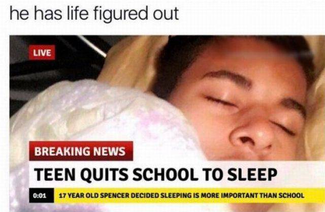 kid quits school to sleep - he has life figured out Live Breaking News Teen Quits School To Sleep 17 Year Old Spencer Decided Sleeping Is More Important Than School