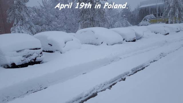 snow - April 19th in Poland.