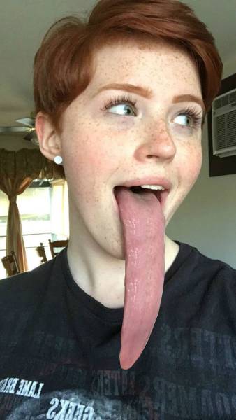 redhead with long tongue