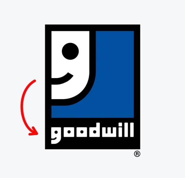 Goodwill is a world-renowned non-profit organization that collects donations of food, clothing, and essentials to help the needy. Employees of the organization believe that doing good deeds shouldn’t be regarded as something out of the ordinary but rather as an everyday activity. That’s why their logo is built around the letter G, which, from a distance, resembles a happy face.