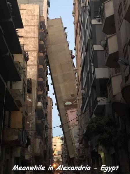 cool pic leaning building in egypt - Meanwhile in Alexandria Egypt