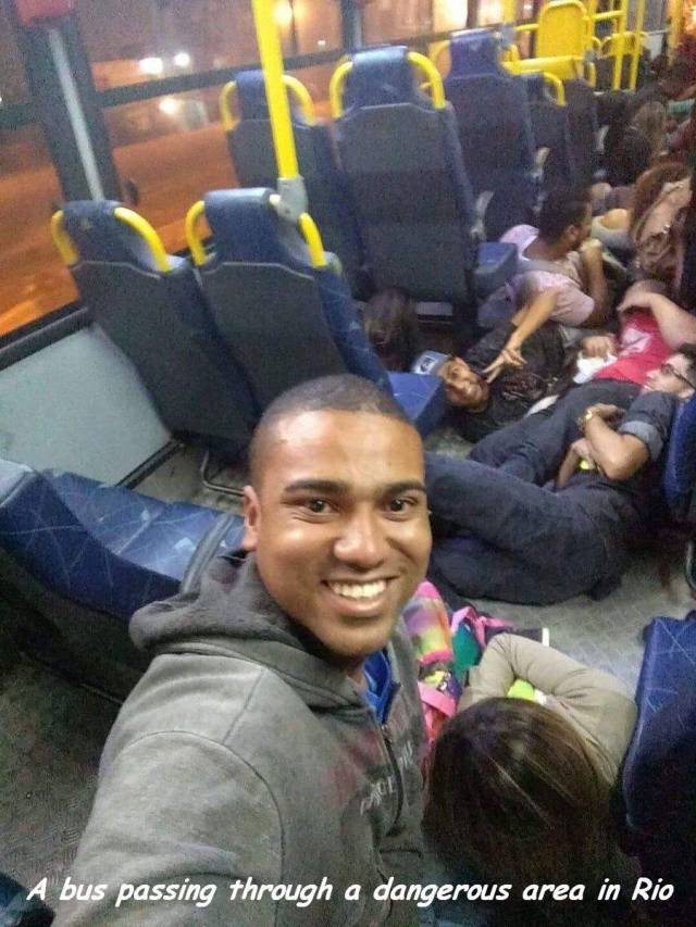 cool pic brazil bus selfie - A bus passing through a dangerous area in Rio