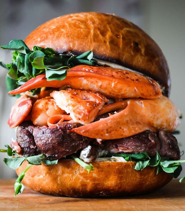 Very robust burger that appears to even contain lobster claws.