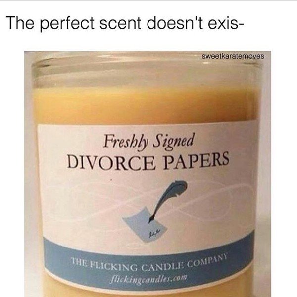 Meme of the smell of Divorce Papers.