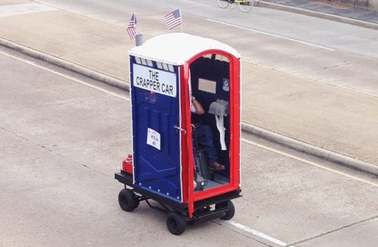 Funny pic of a porta potty wagon.