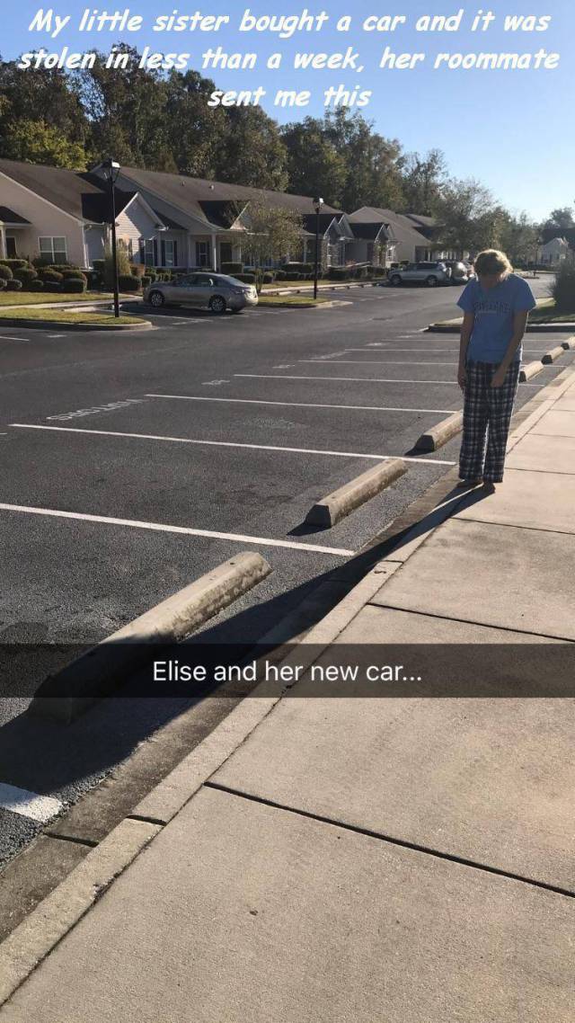asphalt - My little sister bought a car and it was Stolen in less than a week, her roommate sent me this 'Elise and her new car...