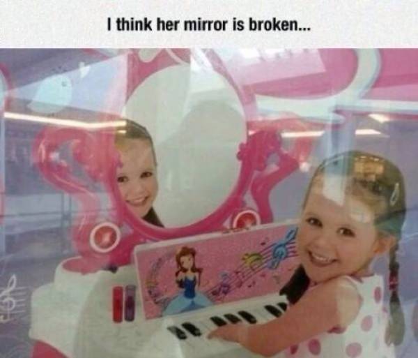 your child is satan - I think her mirror is broken...