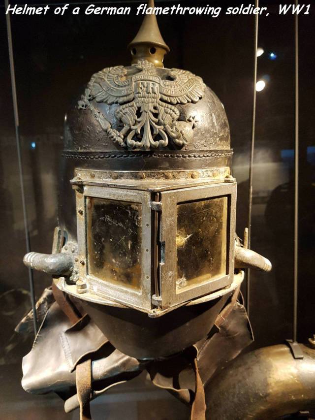 world war 1 armour - Helmet of a German flamethrowing soldier, WW1